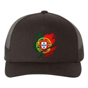 Proud Portuguese Torn Ripped Portugal Flag Yupoong Adult 5-Panel Trucker Hat