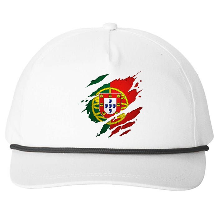 Proud Portuguese Torn Ripped Portugal Flag Snapback Five-Panel Rope Hat