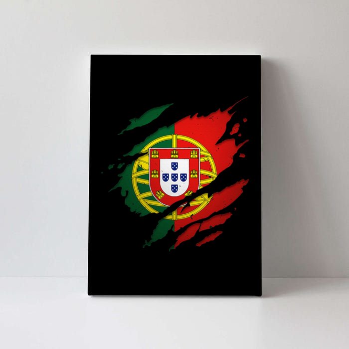 Proud Portuguese Torn Ripped Portugal Flag Canvas