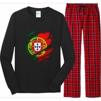 Proud Portuguese Torn Ripped Portugal Flag Long Sleeve Pajama Set