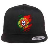 Proud Portuguese Torn Ripped Portugal Flag Flat Bill Trucker Hat