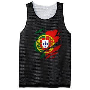 Proud Portuguese Torn Ripped Portugal Flag Mesh Reversible Basketball Jersey Tank