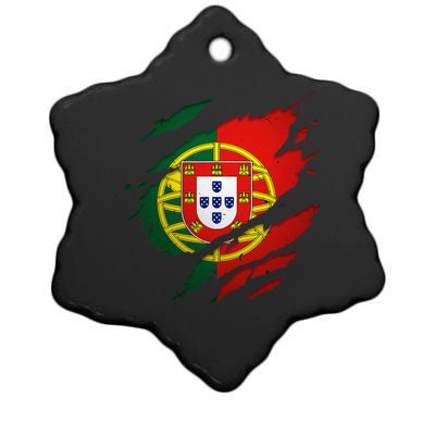 Proud Portuguese Torn Ripped Portugal Flag Ceramic Star Ornament