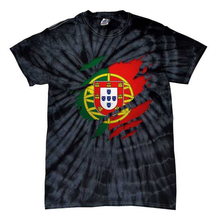 Proud Portuguese Torn Ripped Portugal Flag Tie-Dye T-Shirt