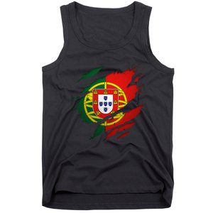 Proud Portuguese Torn Ripped Portugal Flag Tank Top