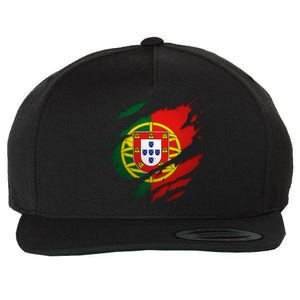 Proud Portuguese Torn Ripped Portugal Flag Wool Snapback Cap