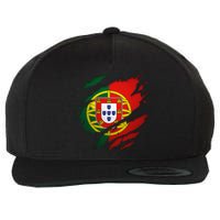 Proud Portuguese Torn Ripped Portugal Flag Wool Snapback Cap