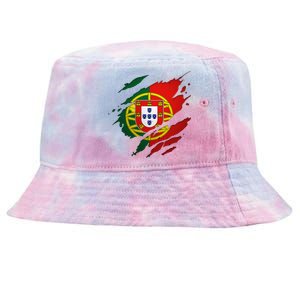 Proud Portuguese Torn Ripped Portugal Flag Tie-Dyed Bucket Hat