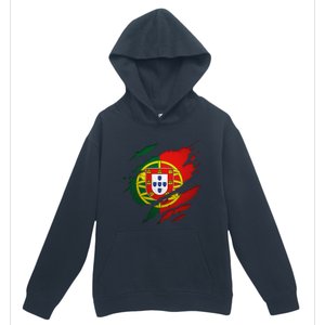 Proud Portuguese Torn Ripped Portugal Flag Urban Pullover Hoodie