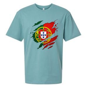 Proud Portuguese Torn Ripped Portugal Flag Sueded Cloud Jersey T-Shirt