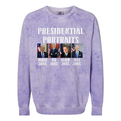 Presidential Portraits Trump More Jobs Obama No Jobs Bush Colorblast Crewneck Sweatshirt