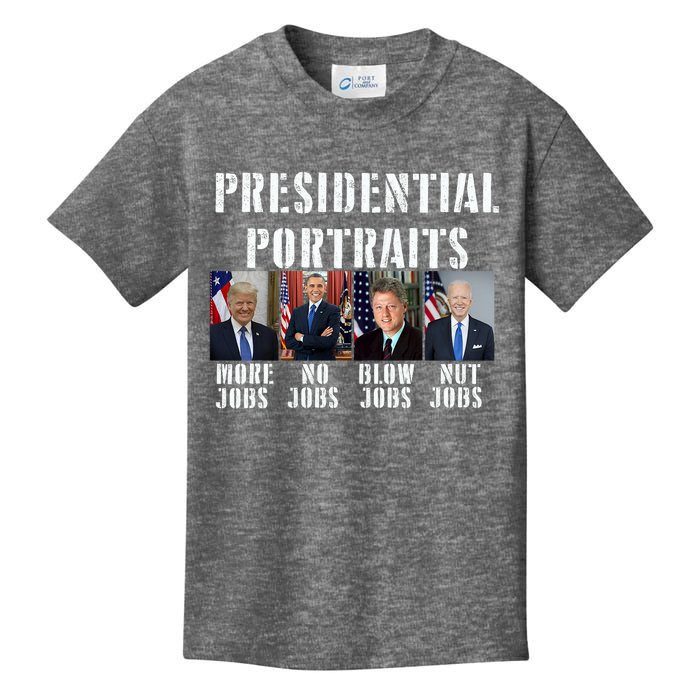 Presidential Portraits Trump More Jobs Obama No Jobs Bush Kids T-Shirt