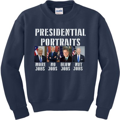 Presidential Portraits Trump More Jobs Obama No Jobs Bush Kids Sweatshirt