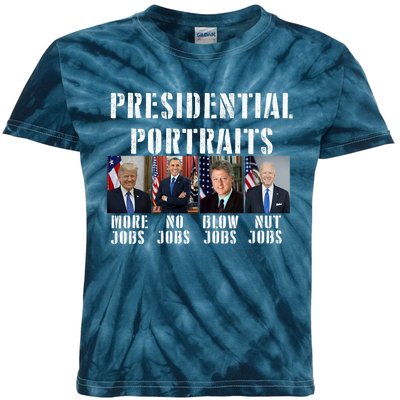 Presidential Portraits Trump More Jobs Obama No Jobs Bush Kids Tie-Dye T-Shirt