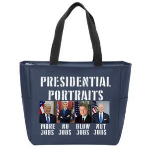 Presidential Portraits Trump More Jobs Obama No Jobs Bush Zip Tote Bag