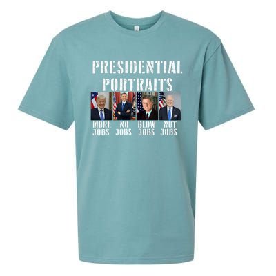 Presidential Portraits Trump More Jobs Obama No Jobs Bush Sueded Cloud Jersey T-Shirt