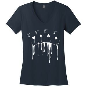 Poker Player Texas HoldEm Night Tournament Poker Women's V-Neck T-Shirt