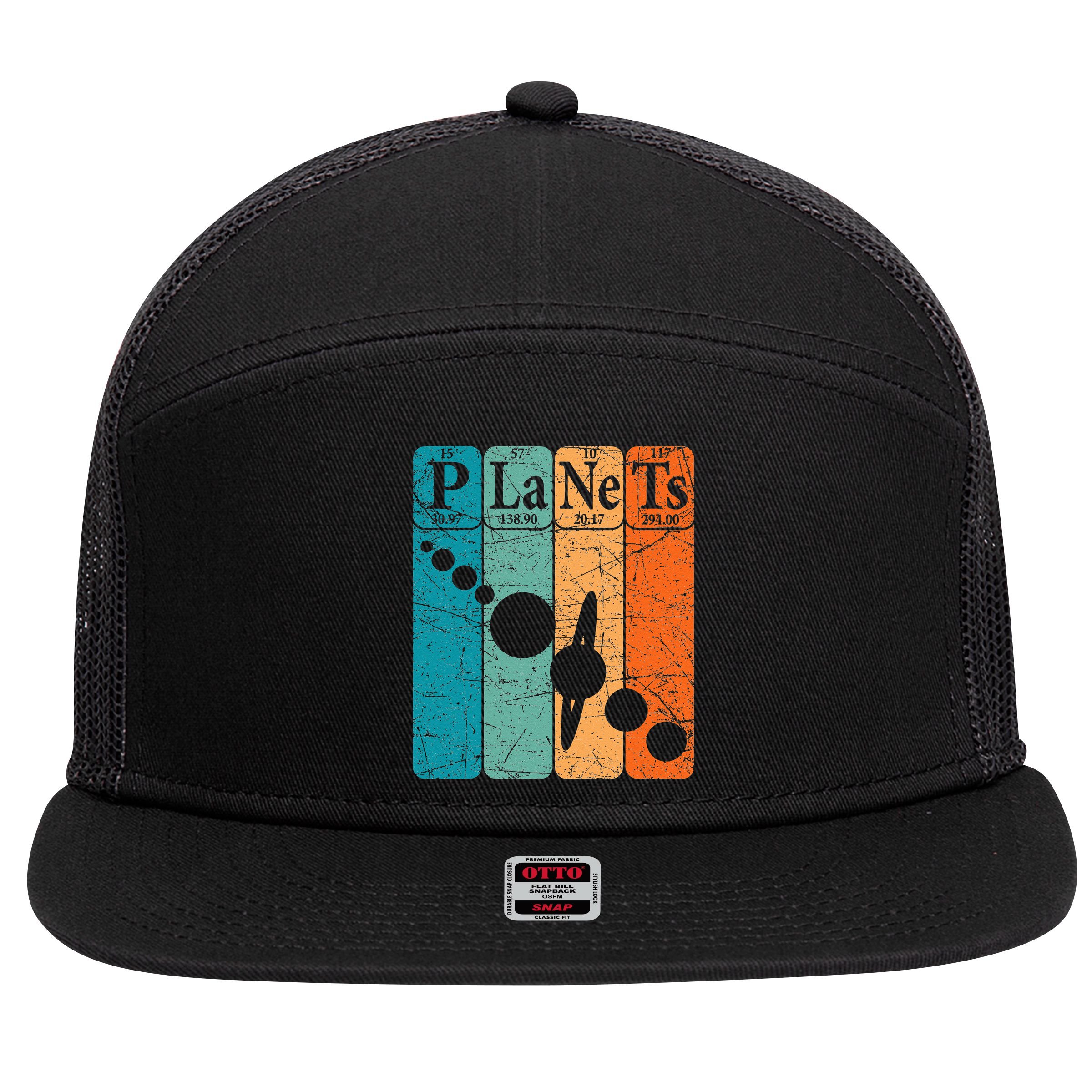 Planets Periodic Table Elements Solar System Planets 7 Panel Mesh Trucker Snapback Hat