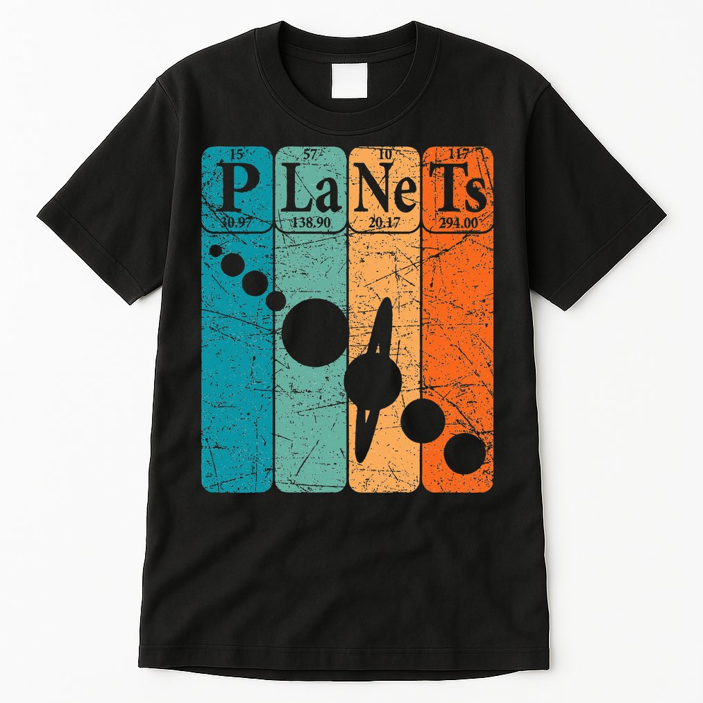 Planets Periodic Table Elements Solar System Planets Tall T-Shirt