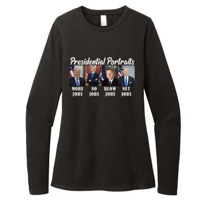 Presidential Portraits Trump More Jobs Biden Nut Jobs Womens CVC Long Sleeve Shirt