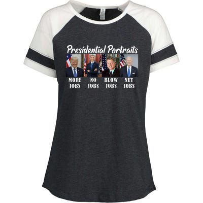 Presidential Portraits Trump More Jobs Biden Nut Jobs Enza Ladies Jersey Colorblock Tee