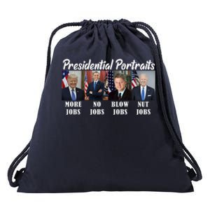 Presidential Portraits Trump More Jobs Biden Nut Jobs Drawstring Bag