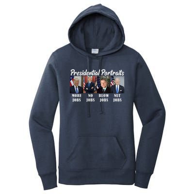 Presidential Portraits Trump More Jobs Biden Nut Jobs Women's Pullover Hoodie