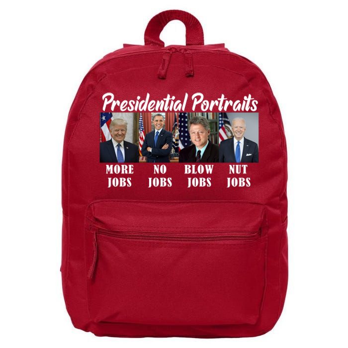 Presidential Portraits Trump More Jobs Biden Nut Jobs 16 in Basic Backpack