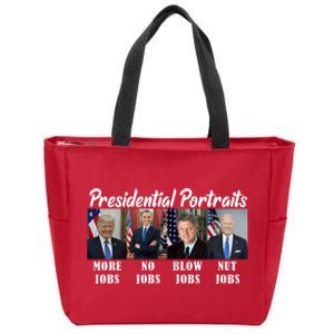 Presidential Portraits Trump More Jobs Biden Nut Jobs Zip Tote Bag