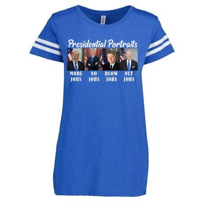 Presidential Portraits Trump More Jobs Biden Nut Jobs Enza Ladies Jersey Football T-Shirt