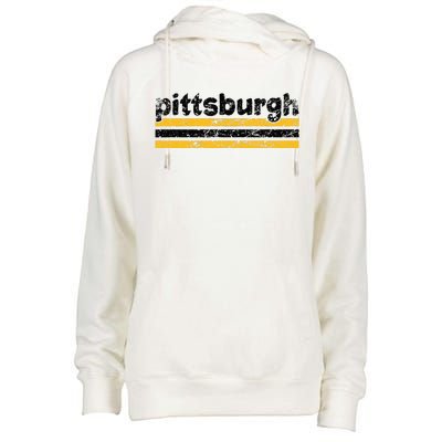 Pittsburgh Pennsylvania Three Stripe Vintage Weathered Womens Funnel Neck Pullover Hood