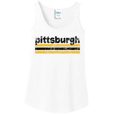 Pittsburgh Pennsylvania Three Stripe Vintage Weathered Ladies Essential Tank