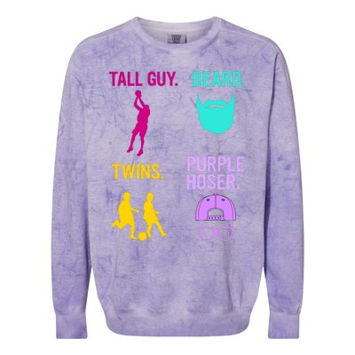 Perfect Present Tall Guy Beard Twins Purple Hoser Colorblast Crewneck Sweatshirt