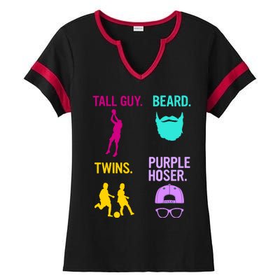 Perfect Present Tall Guy Beard Twins Purple Hoser Ladies Halftime Notch Neck Tee