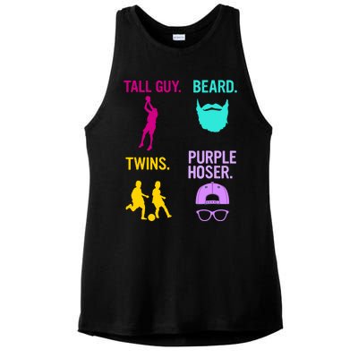 Perfect Present Tall Guy Beard Twins Purple Hoser Ladies PosiCharge Tri-Blend Wicking Tank