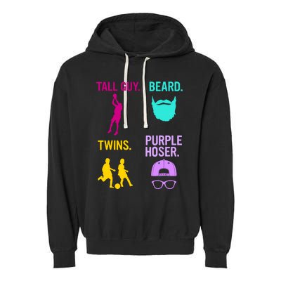 Perfect Present Tall Guy Beard Twins Purple Hoser Garment-Dyed Fleece Hoodie