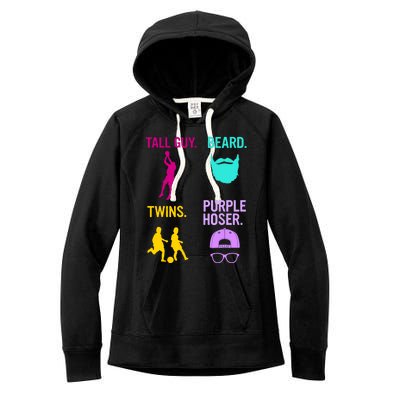 Perfect Present Tall Guy Beard Twins Purple Hoser Women's Fleece Hoodie