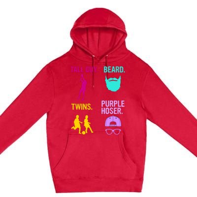 Perfect Present Tall Guy Beard Twins Purple Hoser Premium Pullover Hoodie