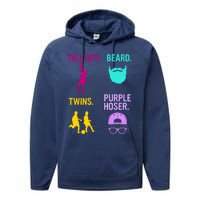 Perfect Present Tall Guy Beard Twins Purple Hoser Performance Fleece Hoodie