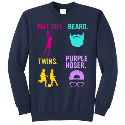 Perfect Present Tall Guy Beard Twins Purple Hoser Sweatshirt