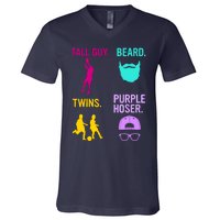 Perfect Present Tall Guy Beard Twins Purple Hoser V-Neck T-Shirt