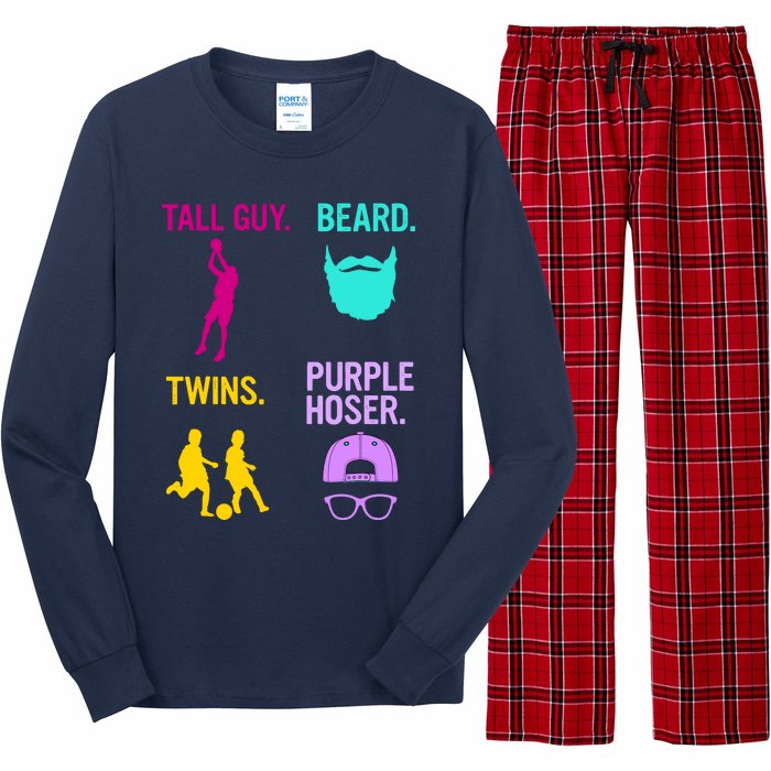 Perfect Present Tall Guy Beard Twins Purple Hoser Long Sleeve Pajama Set