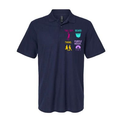 Perfect Present Tall Guy Beard Twins Purple Hoser Softstyle Adult Sport Polo