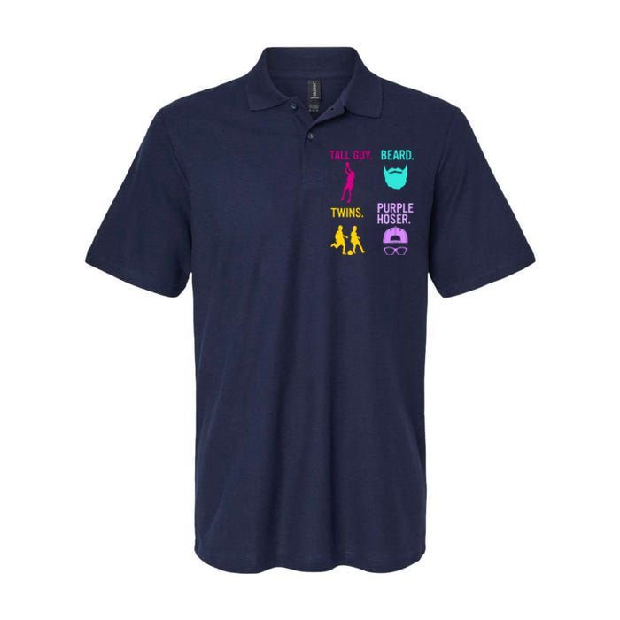 Perfect Present Tall Guy Beard Twins Purple Hoser Softstyle Adult Sport Polo