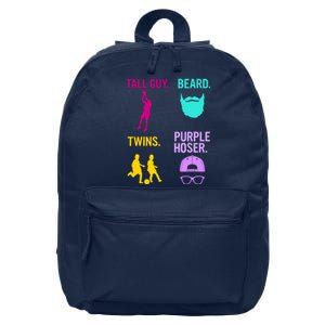 Perfect Present Tall Guy Beard Twins Purple Hoser 16 in Basic Backpack