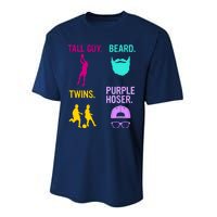 Perfect Present Tall Guy Beard Twins Purple Hoser Performance Sprint T-Shirt