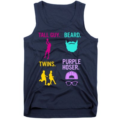 Perfect Present Tall Guy Beard Twins Purple Hoser Tank Top