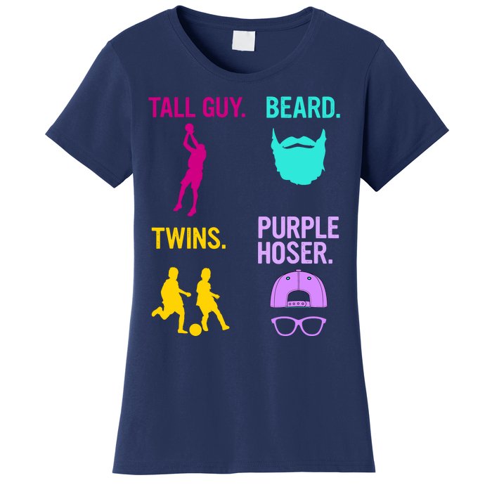 Perfect Present Tall Guy Beard Twins Purple Hoser Women's T-Shirt