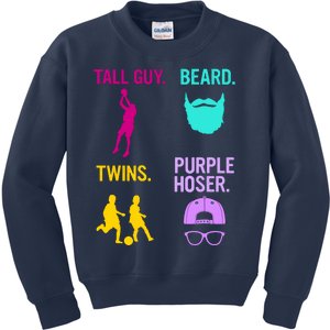 Perfect Present Tall Guy Beard Twins Purple Hoser Kids Sweatshirt