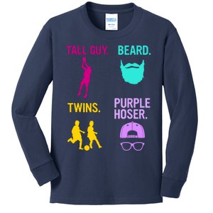 Perfect Present Tall Guy Beard Twins Purple Hoser Kids Long Sleeve Shirt